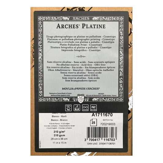PAPEL ARCHES PLATINE SATINE 310g/m2 28x38 25FLS DIGITAL FINE