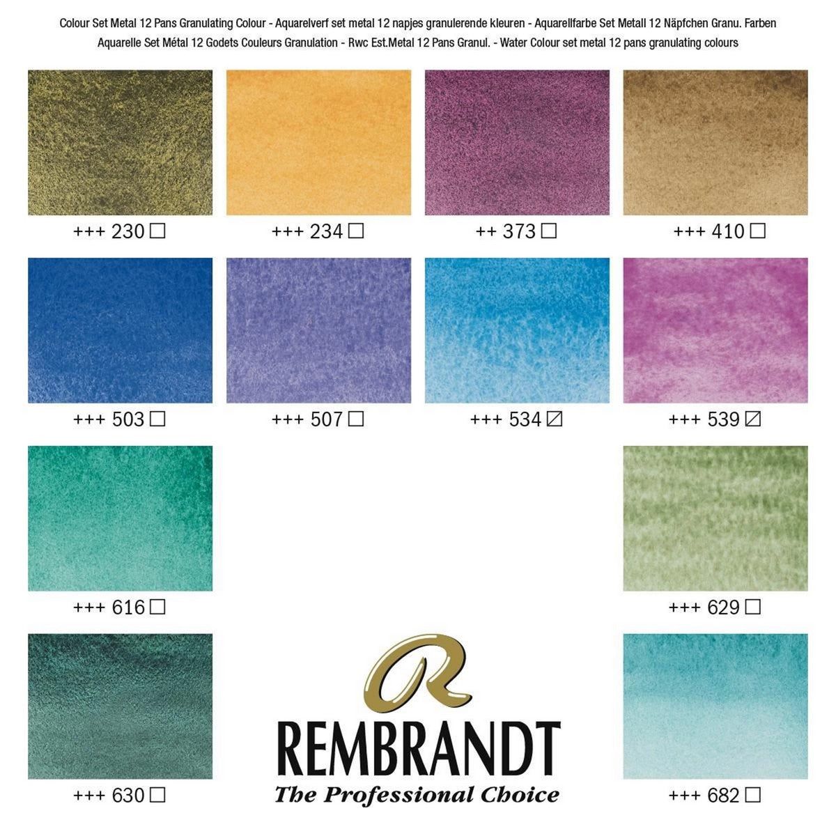 ESTOJO AQUARELA TALENS REMBRANDT 12 HALF GRANULADAS + BRUSH