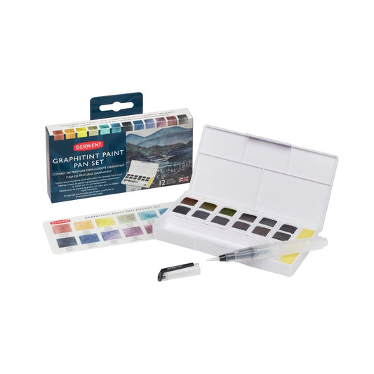 ESTOJO AQUARELA DERWENT GRAPHITINT 12 HALF PAN SET