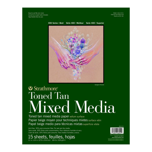 BLOCO STRATHMORE 400 SERIES TONED TAN MEDIA 27X35 300G 15FLS