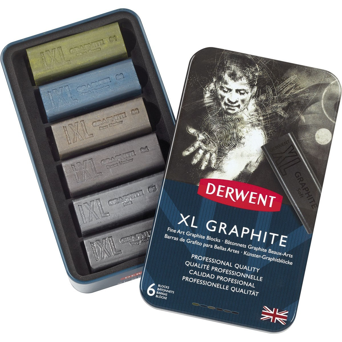 XL GRAPHITE DERWENT COLORIDO ESTOJO C/ 06 CORES