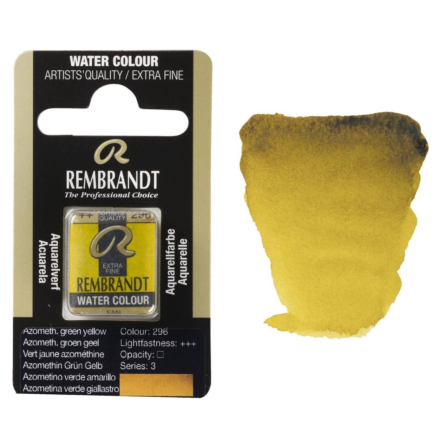 AQUARELA TALENS REMBRANDT HALF PAN 296 AZO GREEN YELLOW S3