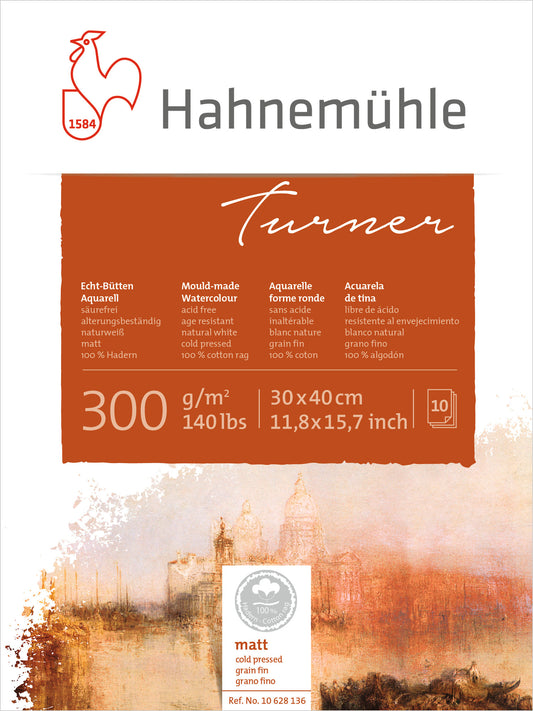 BLOCO HAHNEMUHLE TURNER 300g/m2 30x40 GRAN FIN 100% COTTON 1