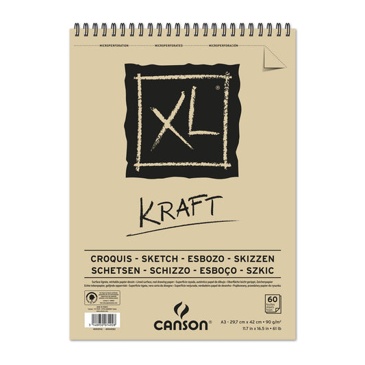 BLOCO CANSON XL KRAFT A3 90g/m2 60 FOLHAS