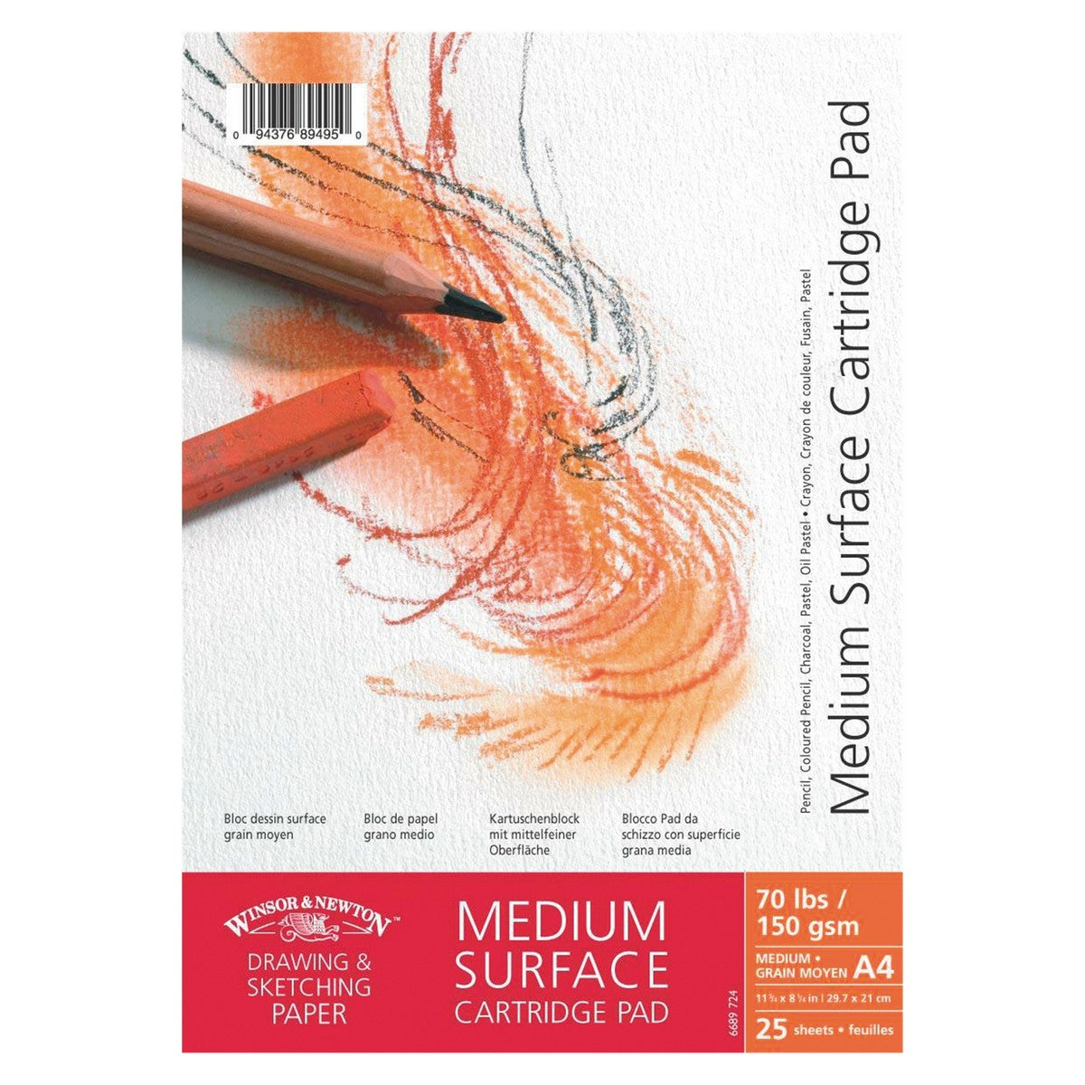 BLOCO WINSOR NEWTON MEDIUM SURFACE 150g/m2 A4 25FL ESPIRAL
