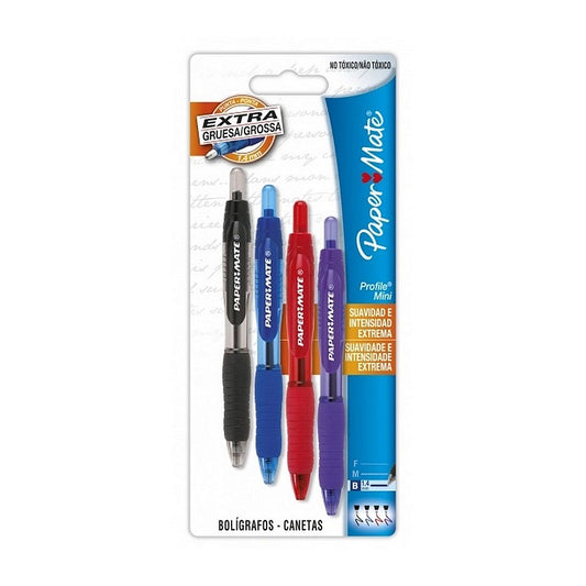 CANETA ESFEROGRAFICA PAPERMATE PROFILE MINI C/ 04 CORES