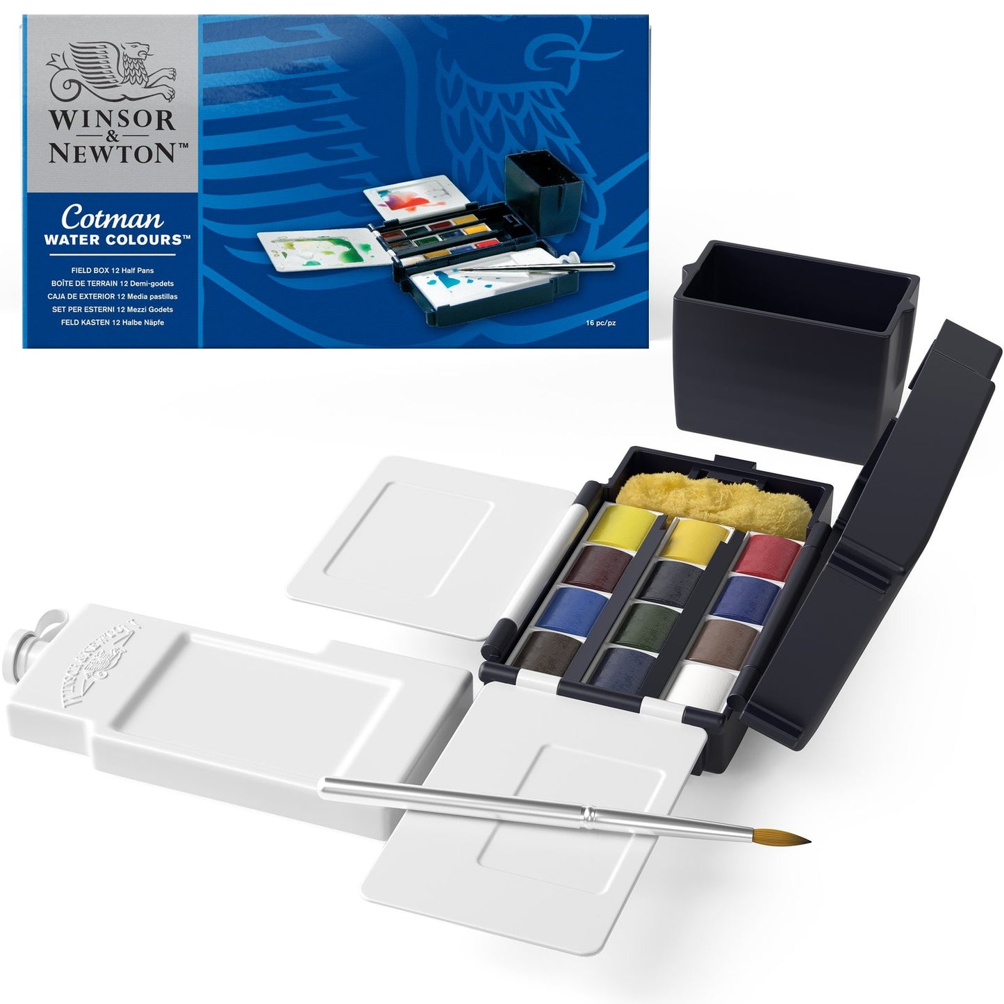 ESTOJO AQUARELA COTMAN 12 HALF PAN 639 FIELD BOX W&N