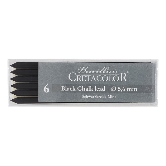 MINA CRETACOLOR 5,6mm 260 12 BLACK CHALK LEAD SOFT C/ 06 UN