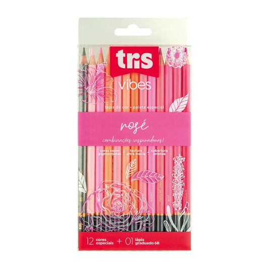 LAPIS COR TRIS VIBES 12 CORES ROSÈ + LAPIS 6B