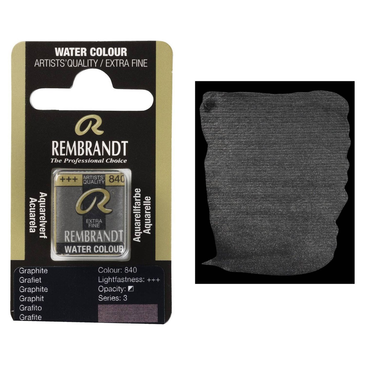 AQUARELA TALENS REMBRANDT HALF PAN 840 GRAPHITE METAL S3