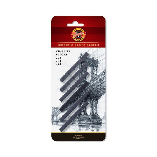 GRAFITE CARRE KOH-I-NOOR BLISTER C/ 06 (2B, 4B, 6B) 4390