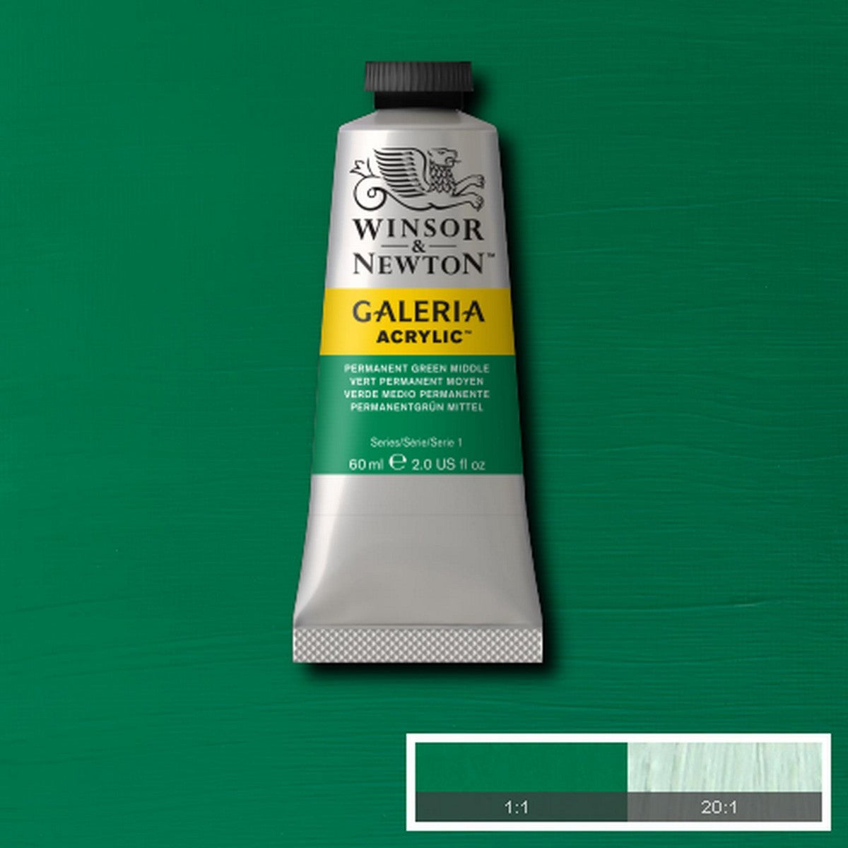 ACRILICA WINSOR NEWTON GALERIA 60ml 484 PERMANENT GREEN MIDDLE 2120484