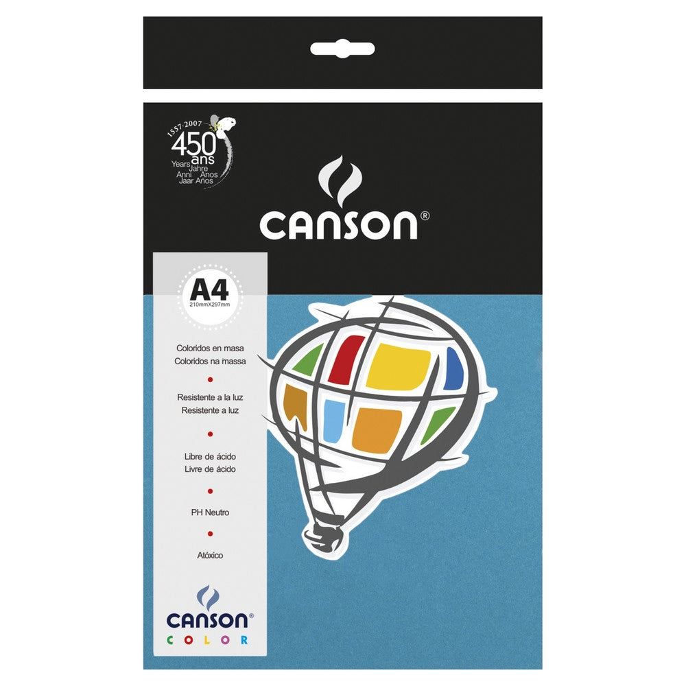 PAPEL CANSON COLOR 120G/M2 AZUL ROYAL A4