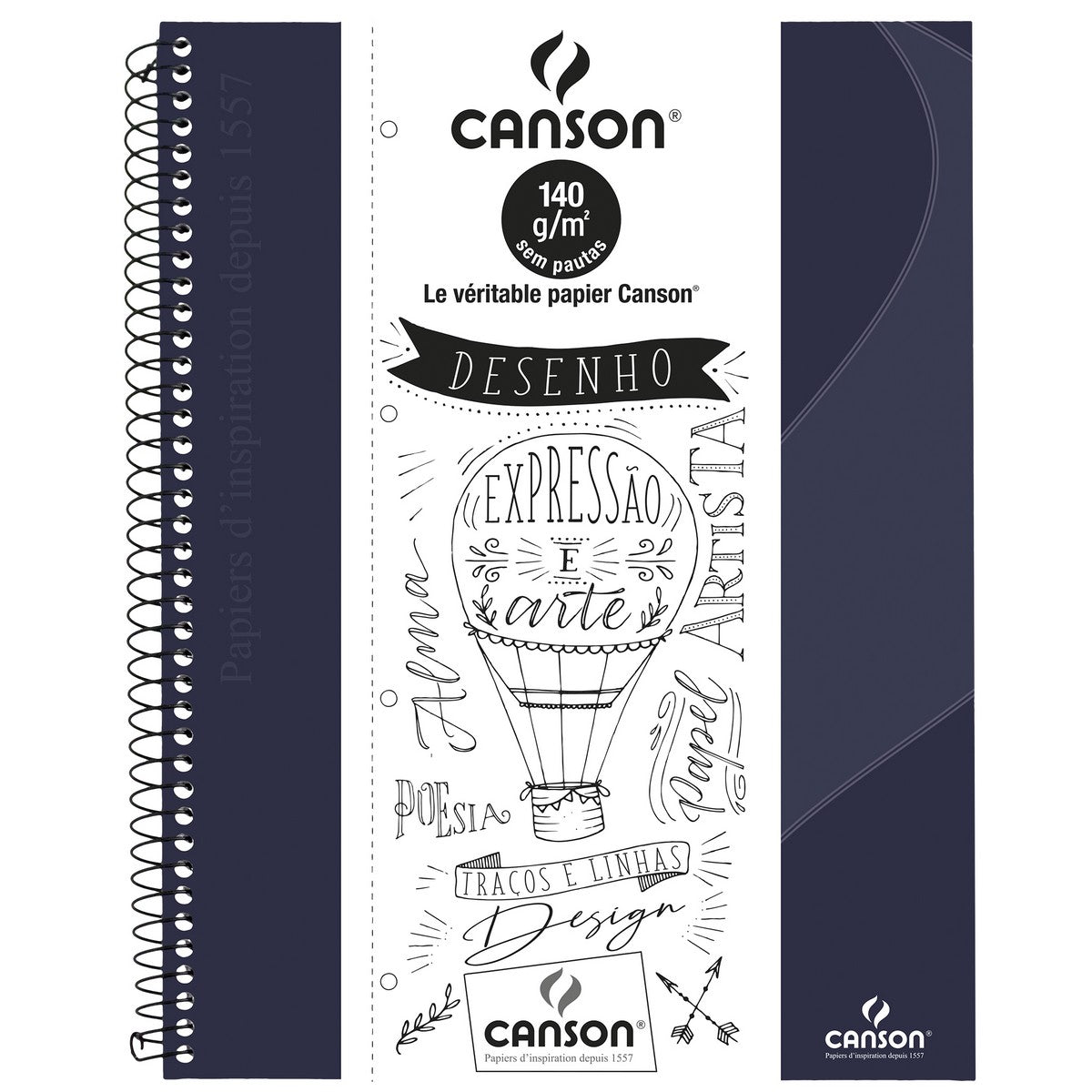 CADERNO SKETCH BOOK CANSON EXPRESSAO E ARTE AZUL MARINHO 140G 40FLS