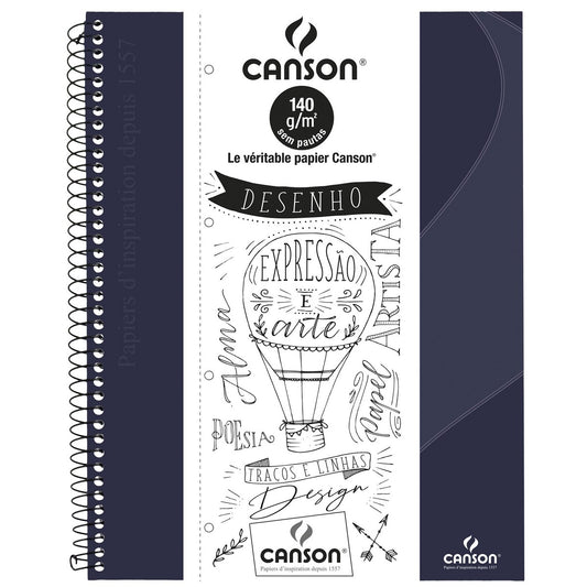 CADERNO SKETCH BOOK CANSON EXPRESSAO E ARTE AZUL MARINHO 140G 40FLS