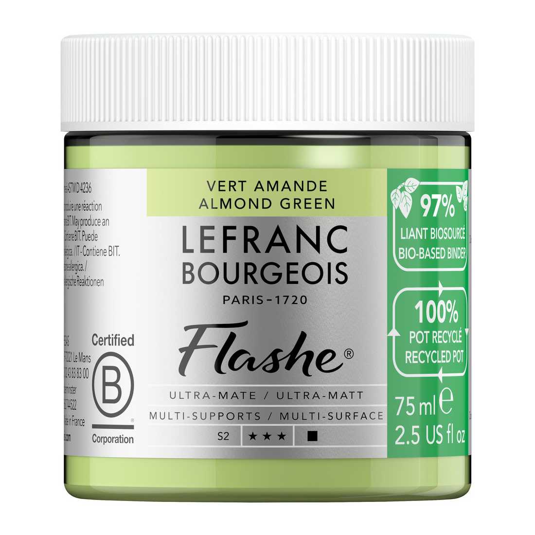ACRILICA LEFRANC BOURGEOIS FLASHE BIO 75ML ALMOND GREEN 302010