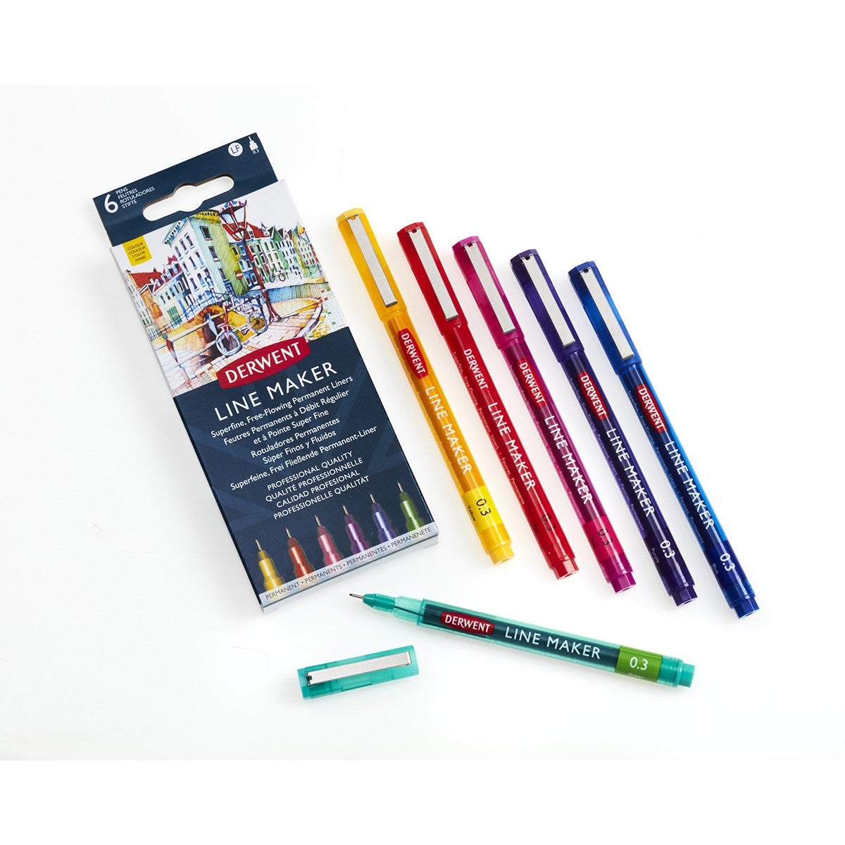 CANETA DERWENT GRAPHIK LINE MAKER C/ 06 CORES 0,3MM