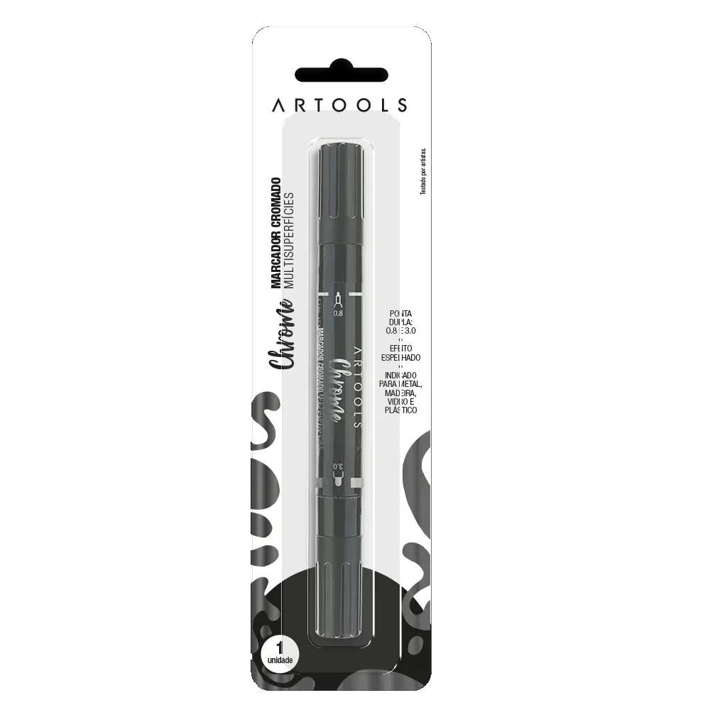 MARCADOR CROMADO PRATA ARTOOLS PONTA DUPLA