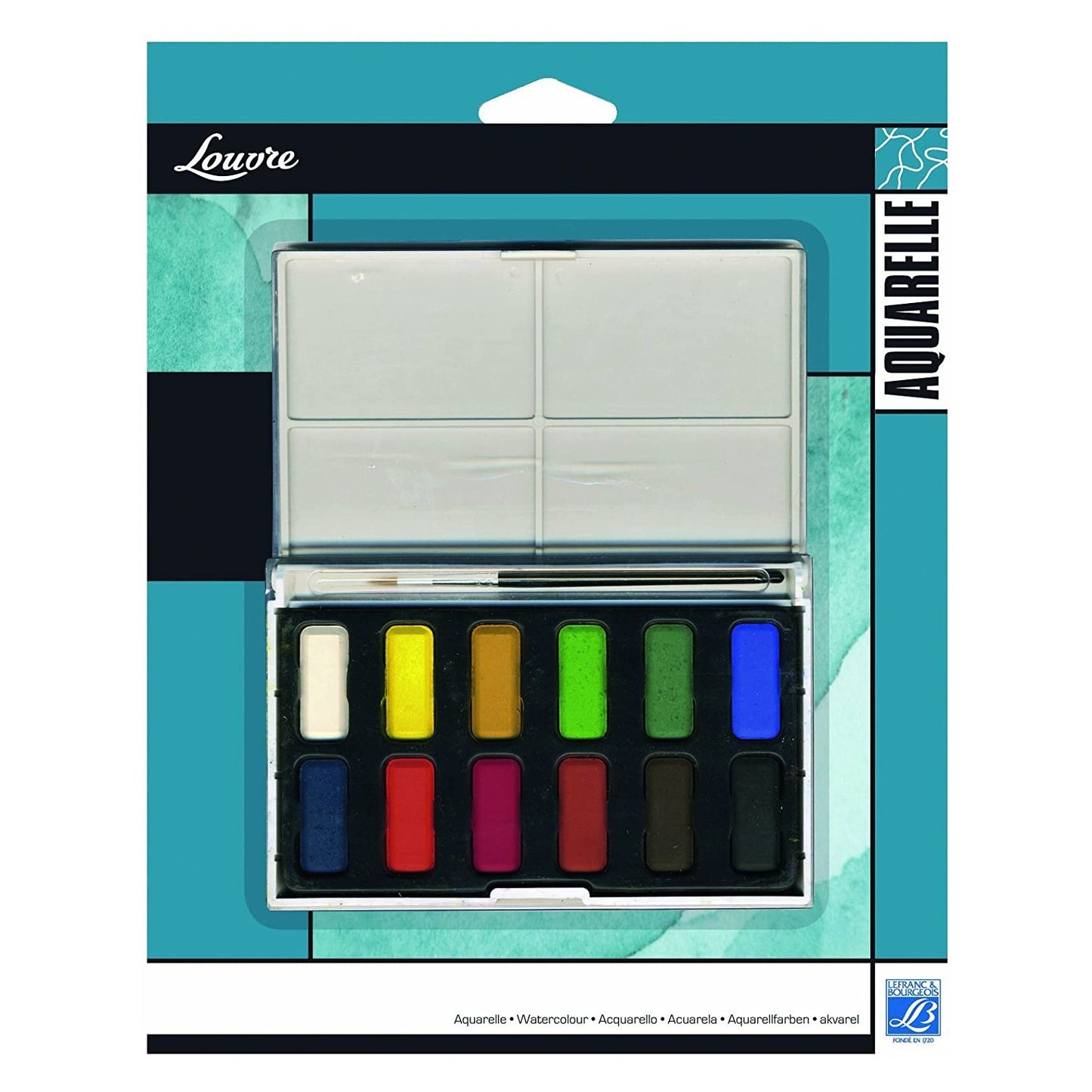 ESTOJO AQUARELA LEFRANC BOURGEOIS 12 HALF PAN + PINCEL STUDIO