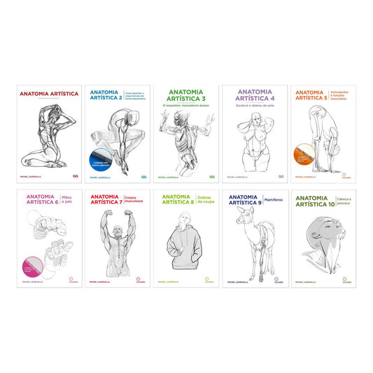 LIVRO "ANATOMIA ARTISTICA KIT 1, 2, 3, 4, 5, 6,7,8,9 e 10" M. LAURICELLA