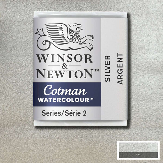AQUARELA WINSOR NEWTON COTMAN HALF PAN 617 SILVER METAL