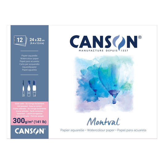 BLOCO CANSON MONTVAL A4+ (24X32) 300G/M2 SATINE 12 FOLHAS