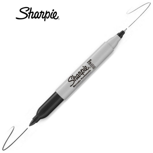 MARCADOR PERMANENTE SHARPIE TWIN TIP PONTA DUPLA PRETO