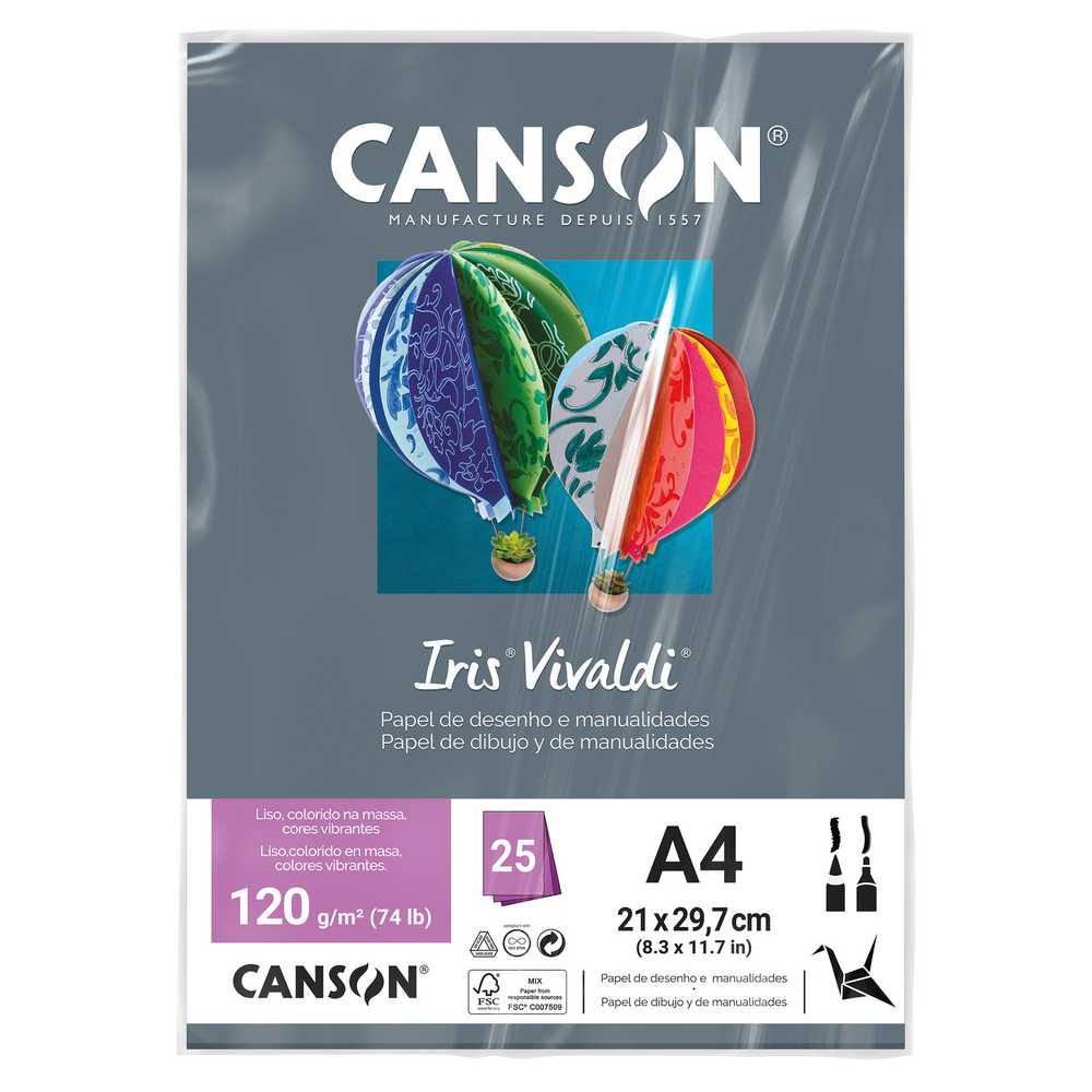 PAPEL CANSON IRIS VIVALDI A4 120G/M2 CINZA ESCURO 25FLS