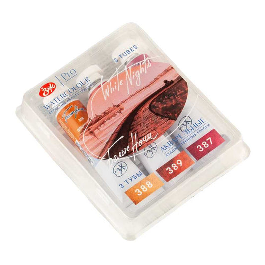 ESTOJO AQUARELA WHITE NIGHTS 03 TUBOS GRANULADAS TONS DO FOGO 2529