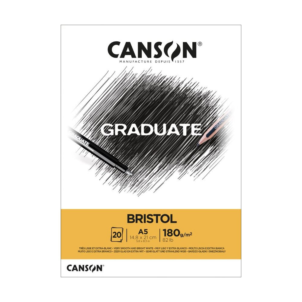 BLOCO CANSON GRADUATE BRISTOL A5 180G/M2 20 FOLHAS