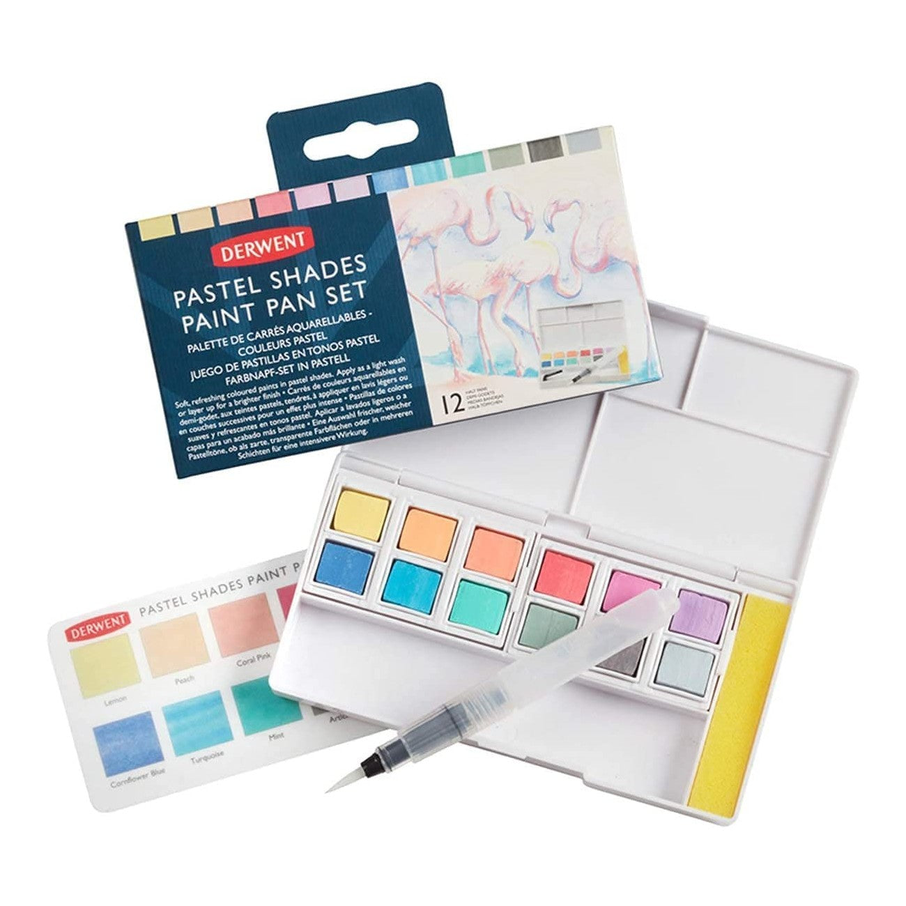 ESTOJO AQUARELA DERWENT 12 PASTEL SHADES HALF PAN