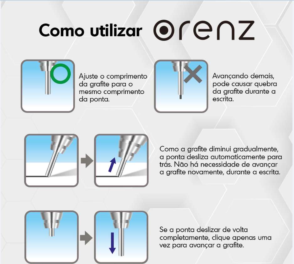 LAPISEIRA 0,5mm PENTEL ORENZ TRANSPARENTE BRANCA