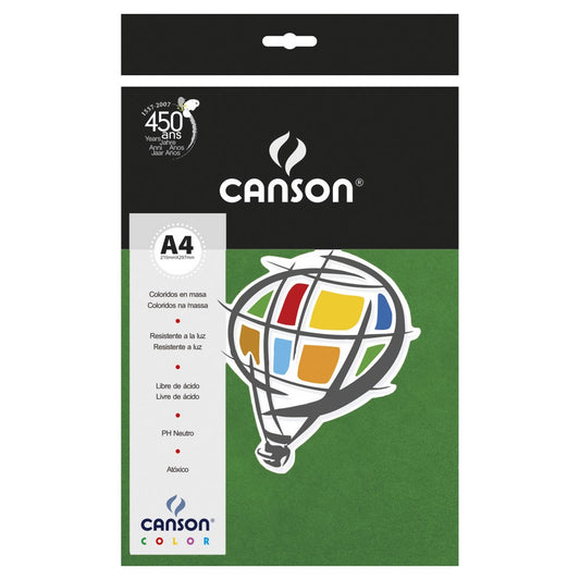 PAPEL CANSON COLOR 180G/M2 VERDE ESCURO A4