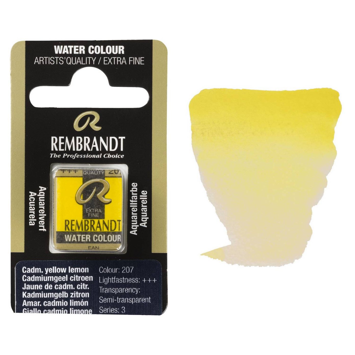 AQUARELA TALENS REMBRANDT HALF PAN 207 CADMIUM YELLOW LEMON S3