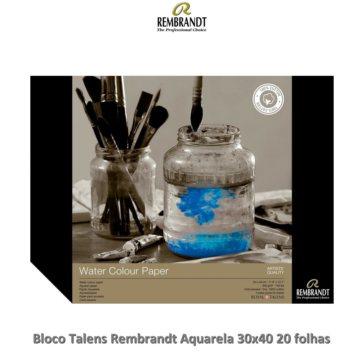 BLOCO TALENS REMBRANDT AQUARELA 300G/M2 30X40CM 20 FLS 100%