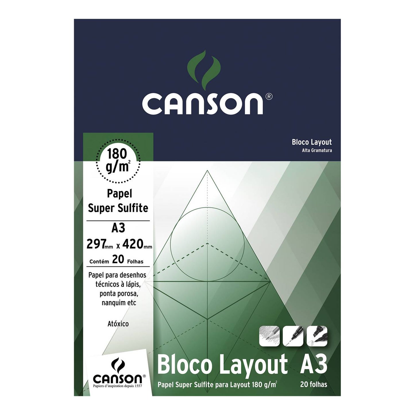 BLOCO CANSON LAY OUT LISO A3 180g/m2 20 FOLHAS