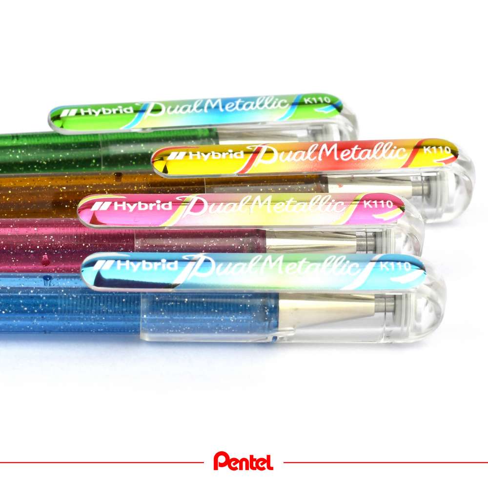 CANETA PENTEL HYBRID DUAL METALLIC DOURADA