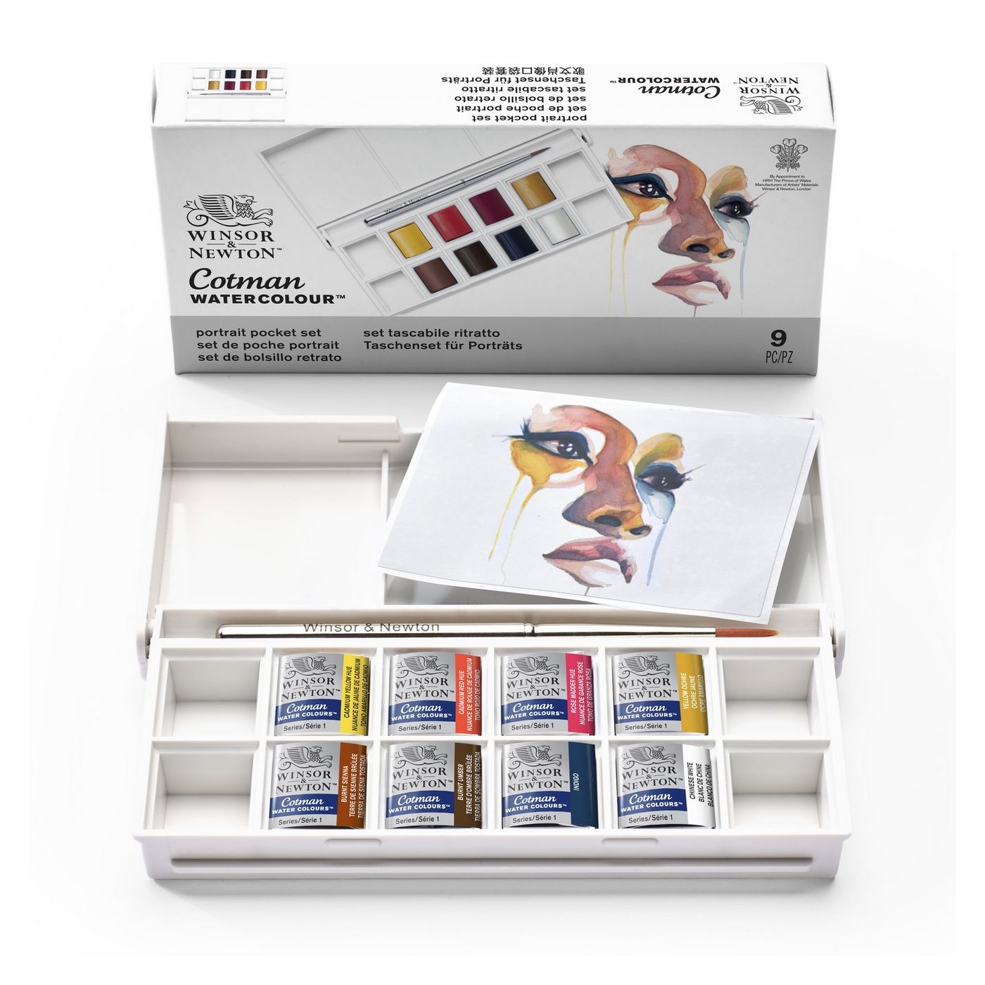 ESTOJO AQUARELA COTMAN 08 HALF PAN + PINCEL PORTRAIT POCKET