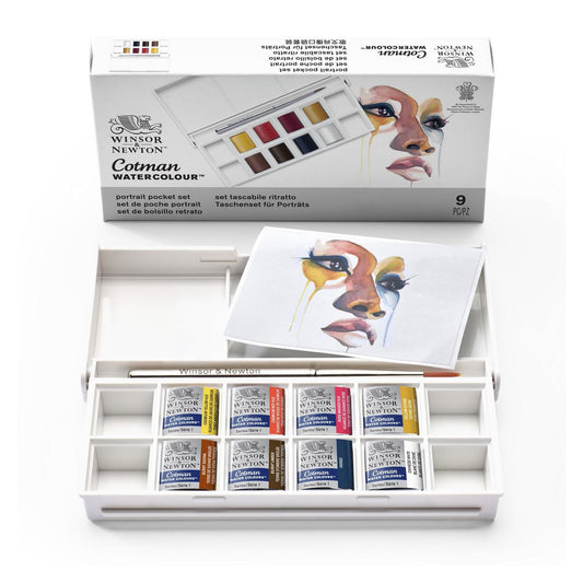 ESTOJO AQUARELA COTMAN 08 HALF PAN + PINCEL PORTRAIT POCKET