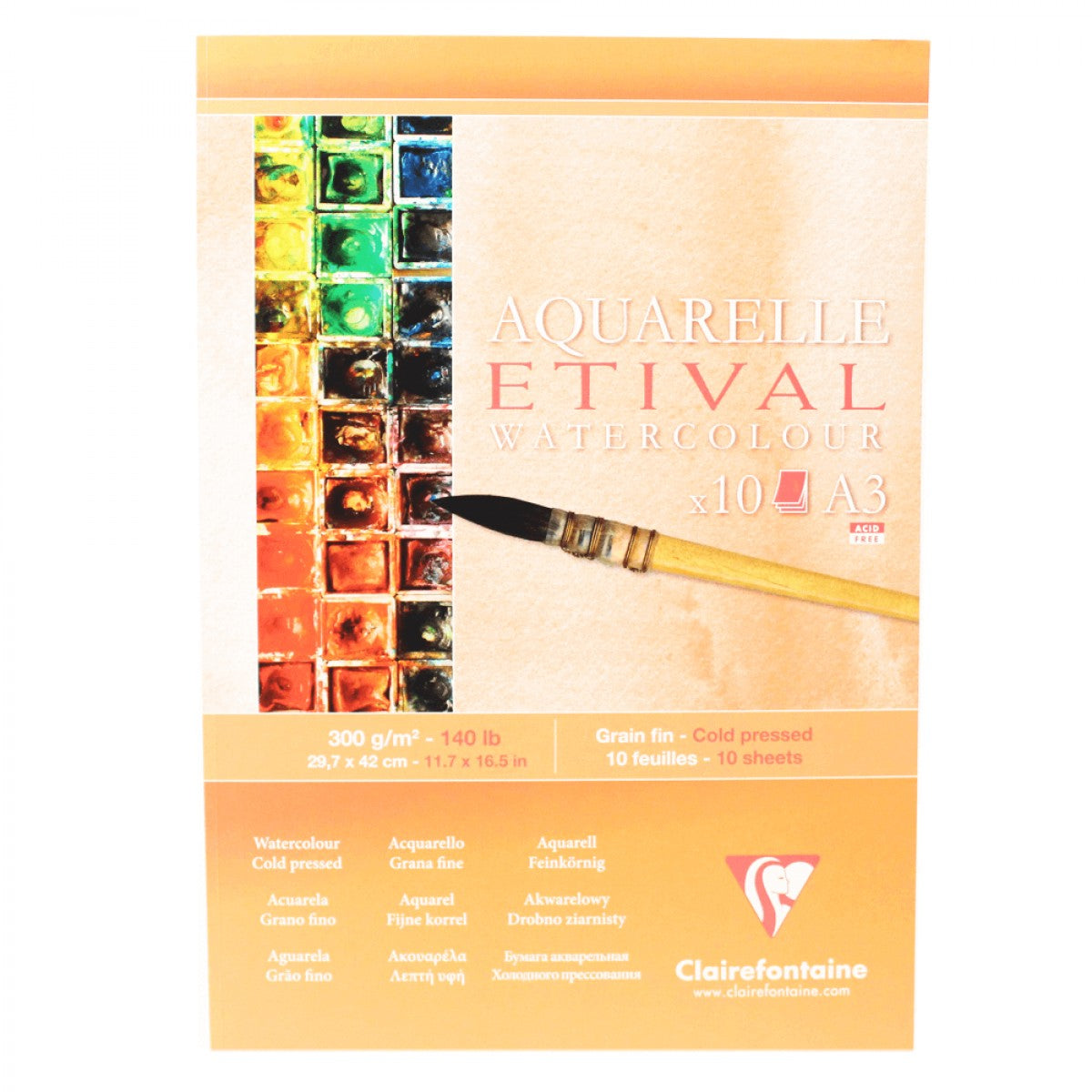 BLOCO CLAIREFONTAINE ETIVAL 300g/m2 A3 COLD P 10FLS 96306C