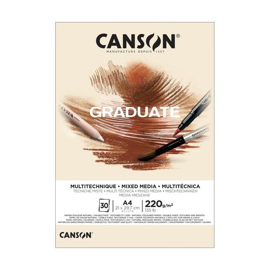 BLOCO CANSON GRADUATE MIX MEDIA CREME 200G A4 30 FOLHAS