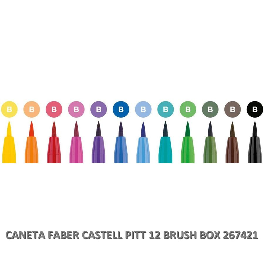 CANETA FABER CASTELL PITT 12 BRUSH BASICOS 267421