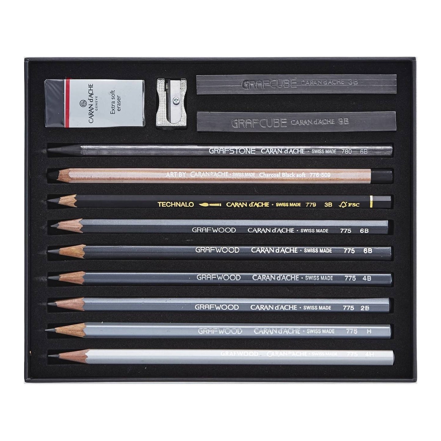 ESTOJO LAPIS GRADUADO CARAN D´ACHE GRAPHITE SKETCHING SET 14 PEÇAS