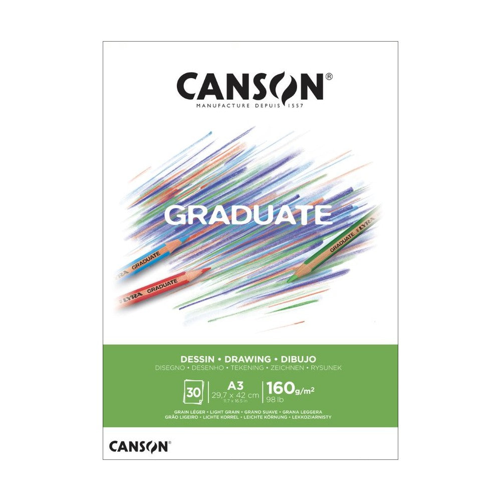 BLOCO CANSON GRADUATE DESSIN A3 160G/M2 30 FLS