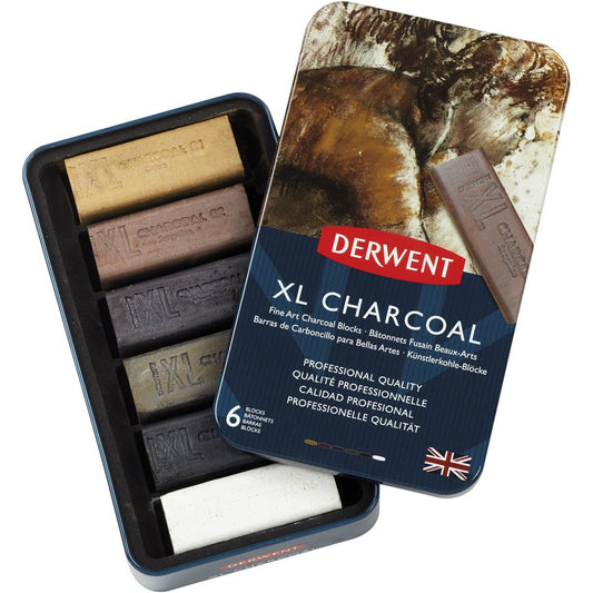 XL CHARCOAL DERWENT ESTOJO C/ 06 CORES