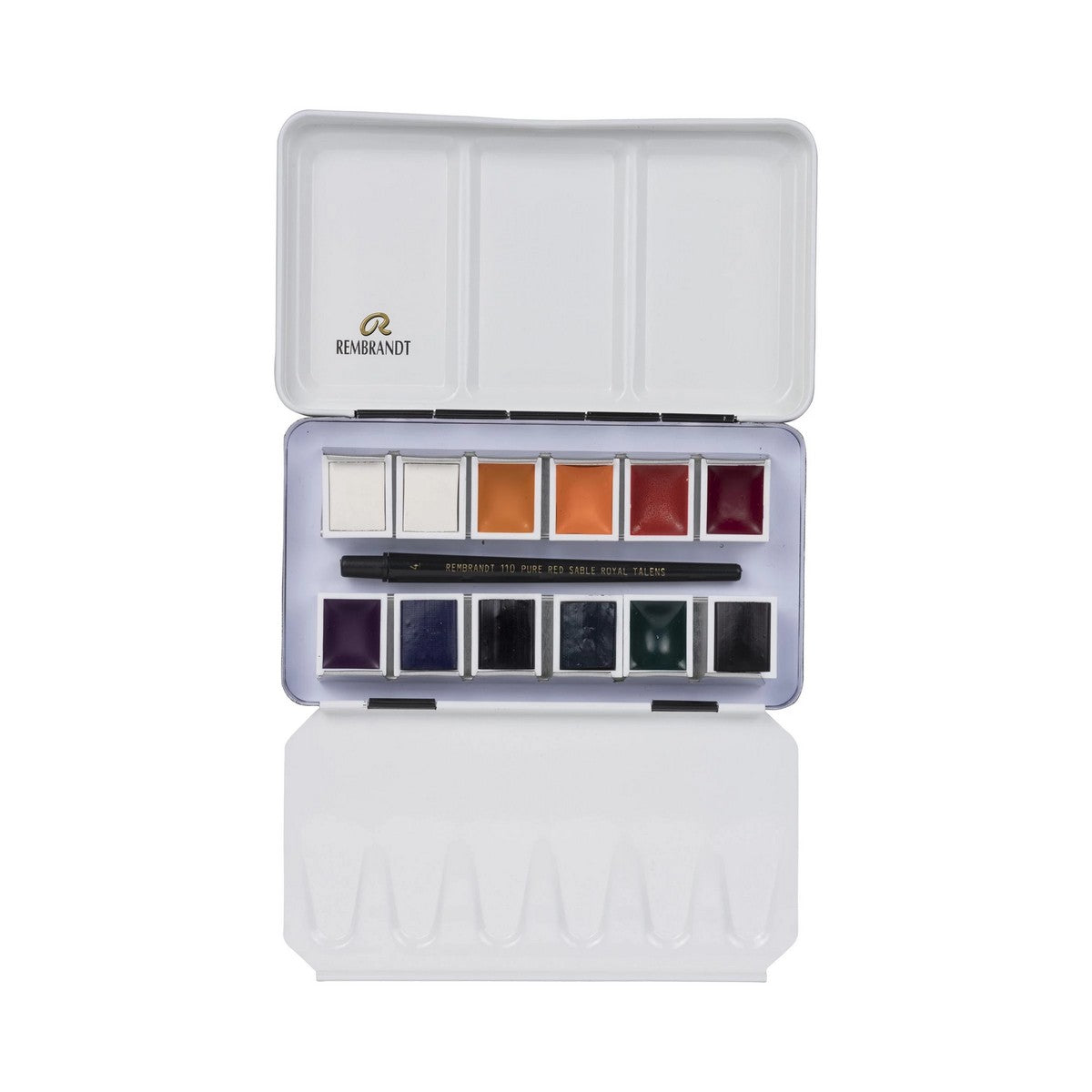 ESTOJO AQUARELA TALENS REMBRANDT 12 HALF OPAQUE WHITE MIXING + BRUSH