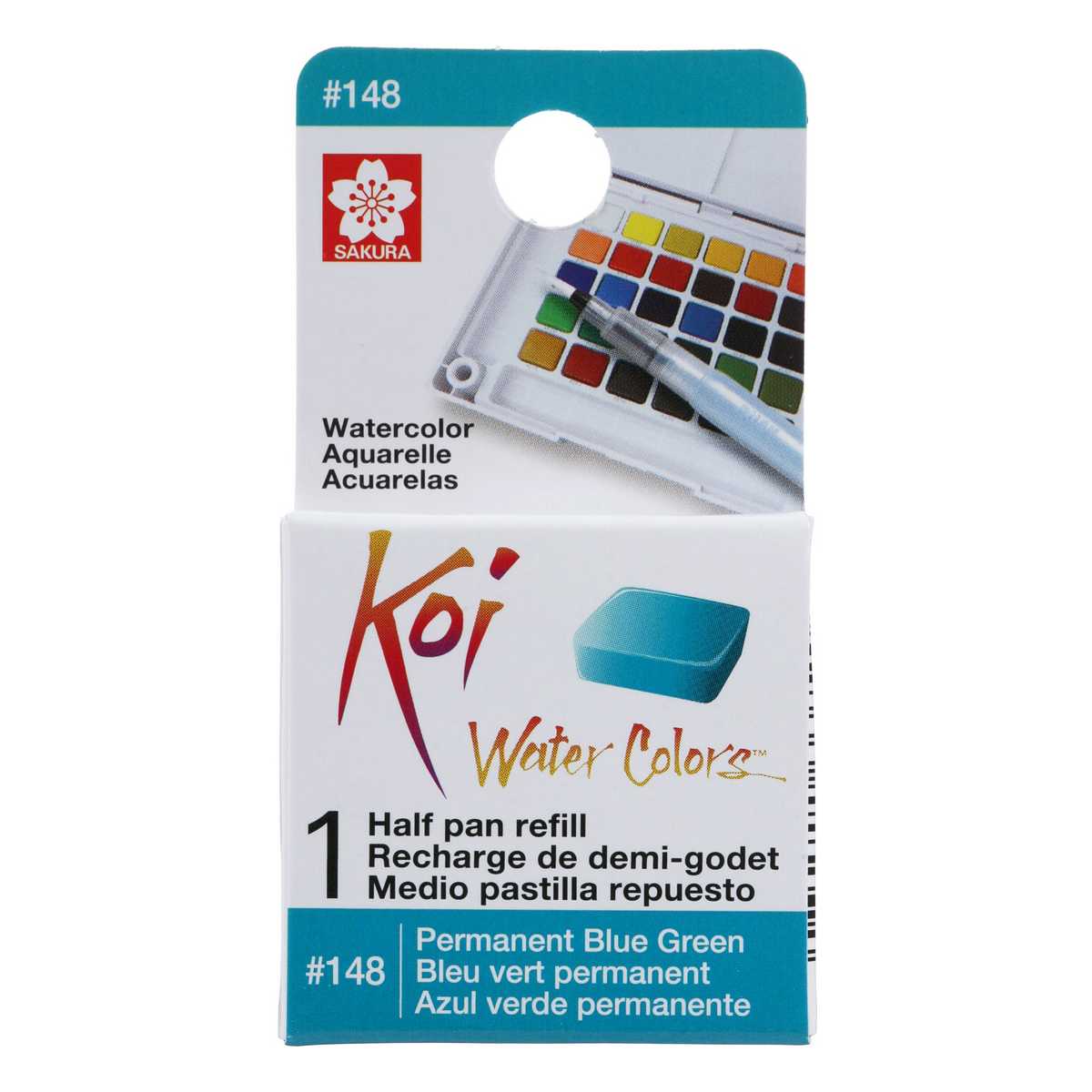 AQUARELA SAKURA KOI HALF PAN AZUL VERDE PERMANENTE - 148