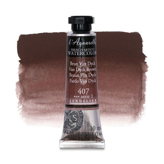 AQUARELA SENNELIER L'AQUARELLE 407 VAN DYCK BROWN 10ML S1