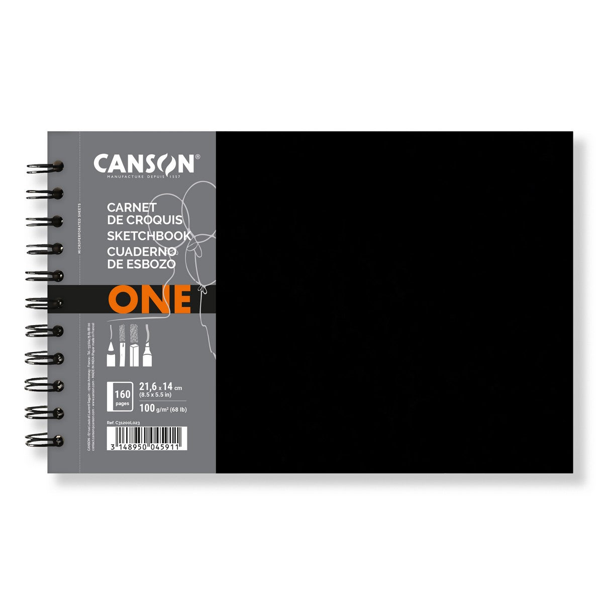 SKETCH BOOK CANSON ONE ESPIRAL A5 14x21,6 PAISAGEM 100g/m2 80 FLS