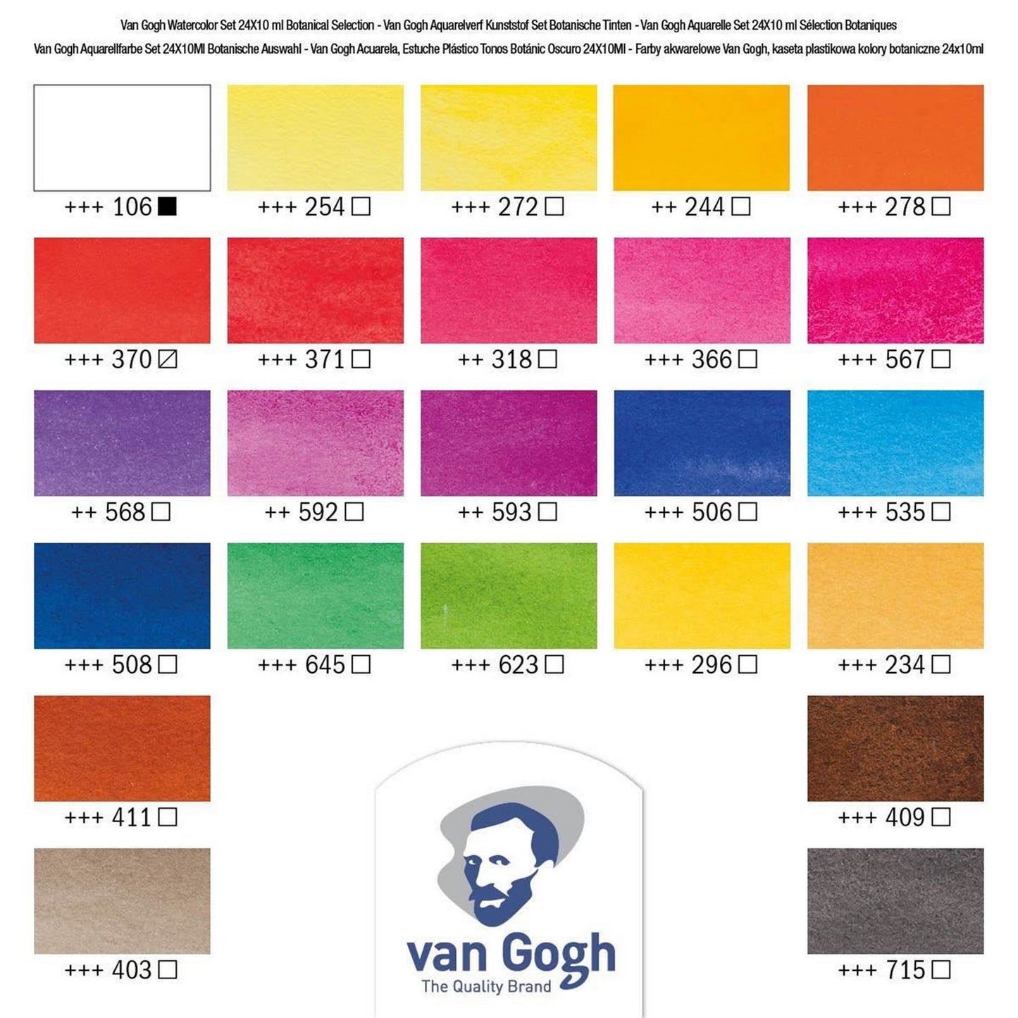 ESTOJO AQUARELA TALENS VAN GOGH 24 HALF PANS BOTANICAL SET